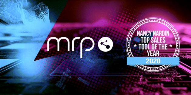 The MRP logo in the center, with a certification next to it that reads "Nancy Nardin Top Sales Tool of the Year 2020."